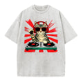 Funny DJ Cat Graphic Washed T-Shirt