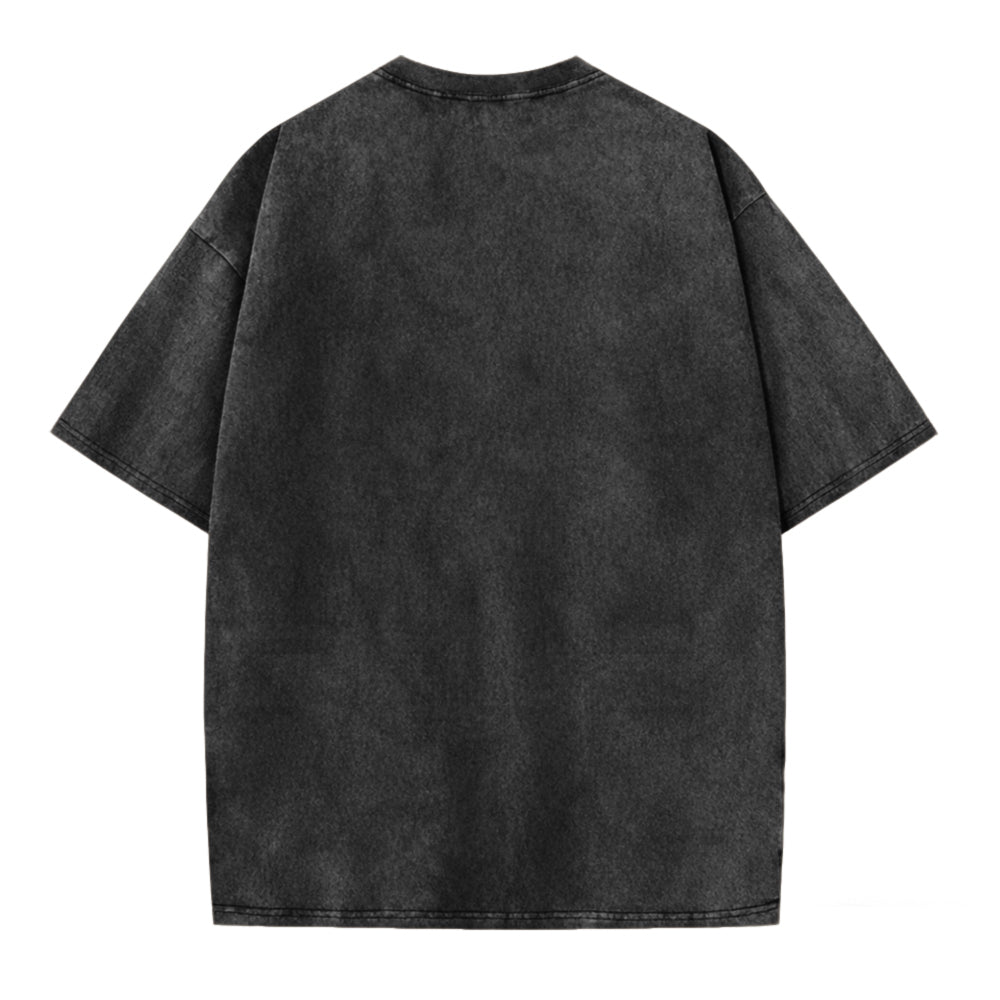 Funny DJ Cat Graphic Washed T-Shirt